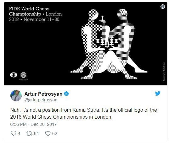 Logo giải cờ vua thế giới bị liên tưởng thành tư thế phòng the